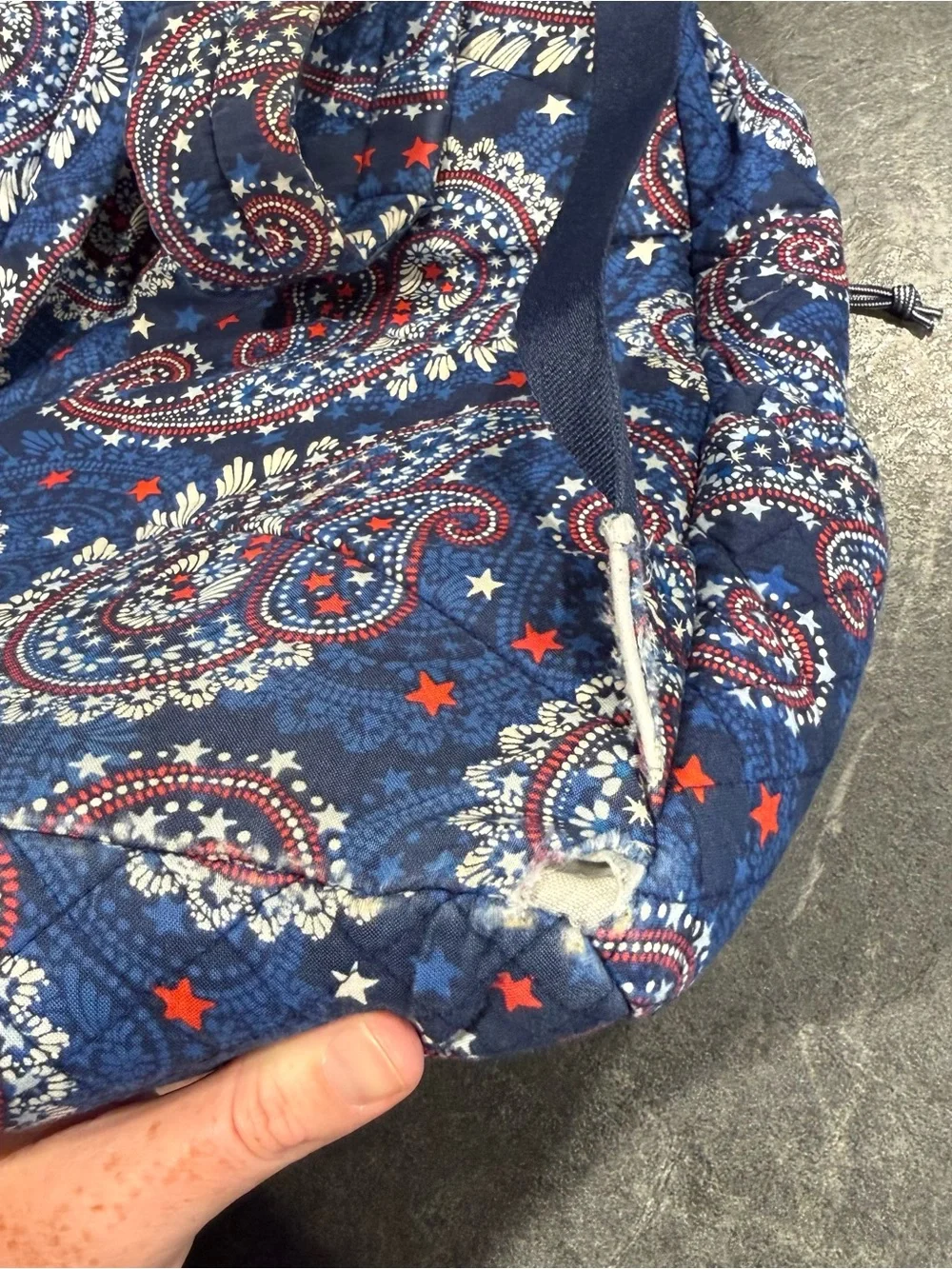 Vera Bradley patriotic fireworks paisley USA quilted backpack READ